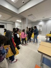 Students receiving gifts